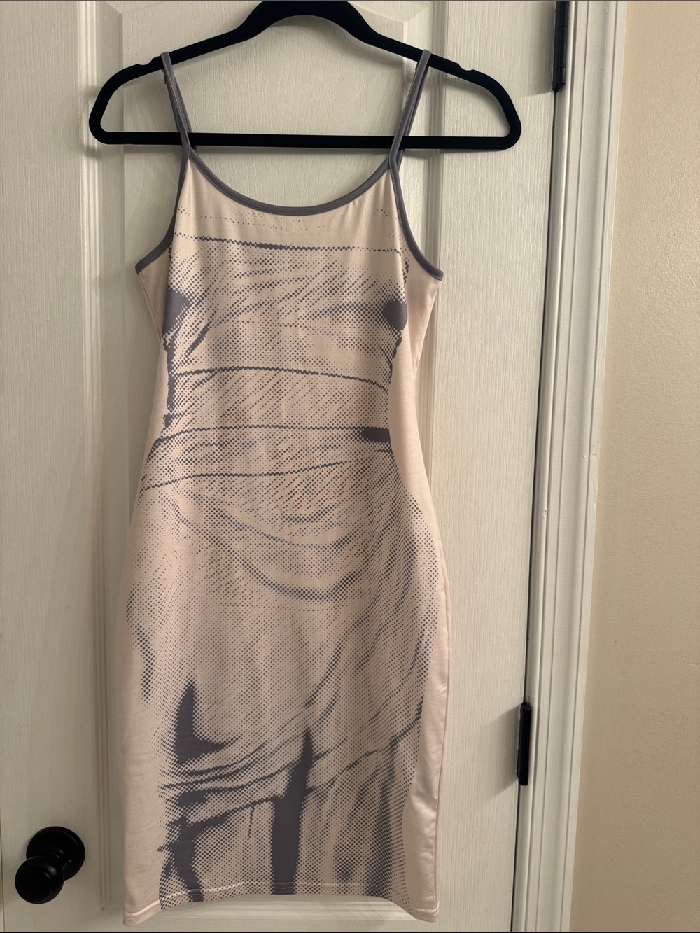 SHEIN Beige and Gray Marble-Print Slip Dress